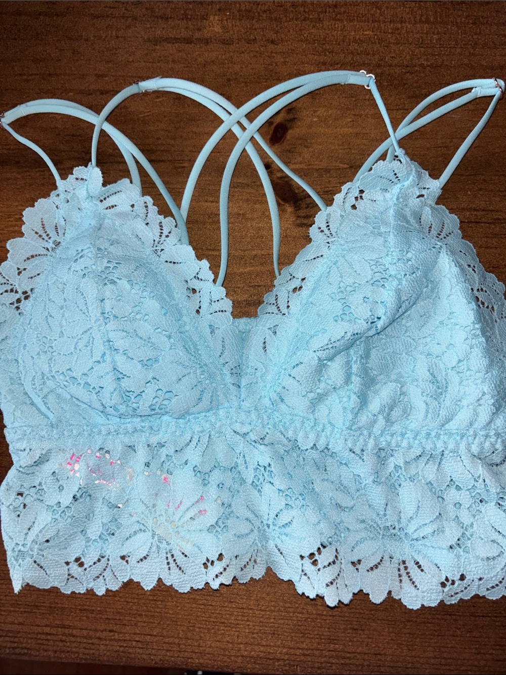 PINK Victoria's Secret Light Blue Lace Bralette Bandeau Size XS